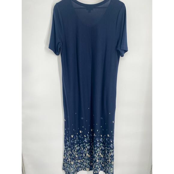 j. Jill Maxi Dress Woman's Large Blue Confetti Print Hem Knit Coastal TradMom - Picture 2 of 9
